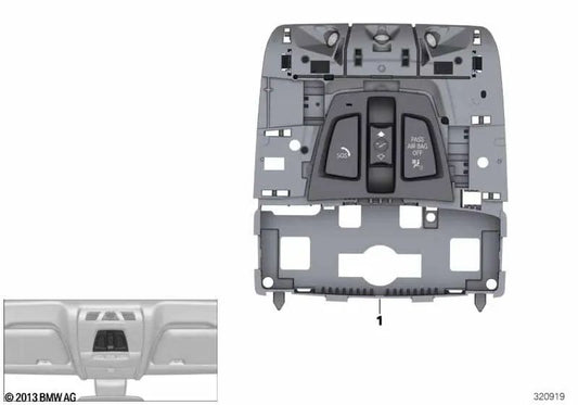 Roof Function Center for BMW F45, F46, F48, F39, F15, F85, F16 (OEM 61315A0F1F4). Original BMW.