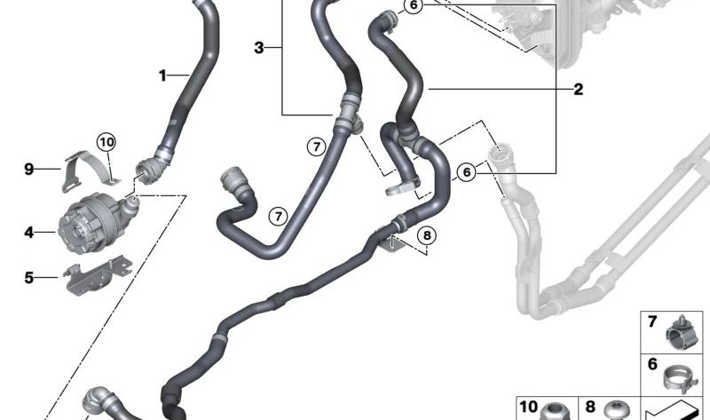Manguera de retorno refrigerante OEM 64216992940 para BMW X7 G07, G07N. Pieza original BMW.
