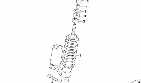 Front shock absorber OEM 31427679311 for BMW Motorrad HP2 Sport (RK29). Original BMW Motorrad.