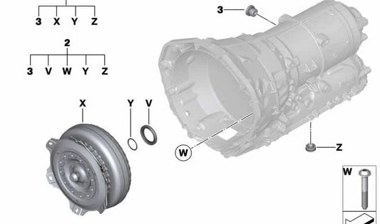 Kit de reparación convertidor par OEM 24408632181 para BMW F20, F21, F30, F31, F34, F32, F36, F07, F10, F11, F18, E84, E89. Original BMW.