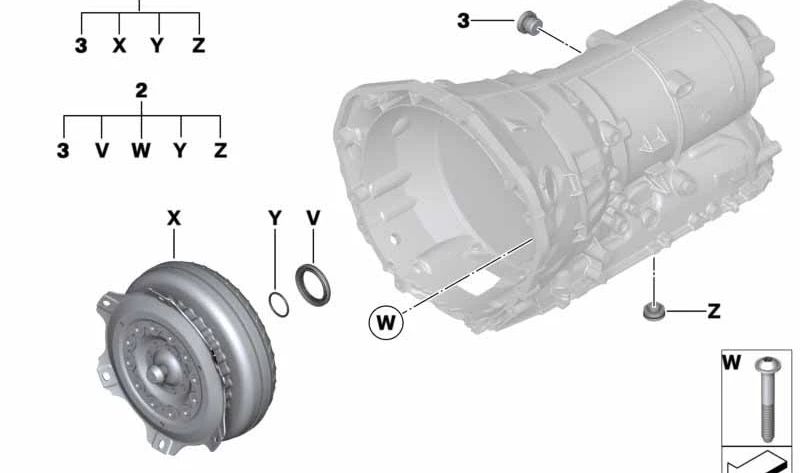 Kit di riparazione Convertitore di coppia per BMW F22N, F23N, F32N, F36N (OEM 24008632214). BMW originale