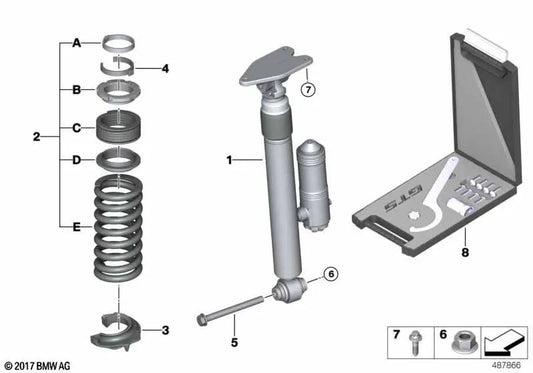Conjunto de molas traseiras para BMW Série 4 F82 (OEM 31308009879). BMW original