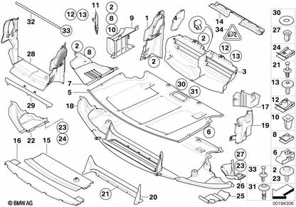 Protección del compartimento del motor delantero para BMW Serie 5 E60N (OEM 51717031942). Original BMW