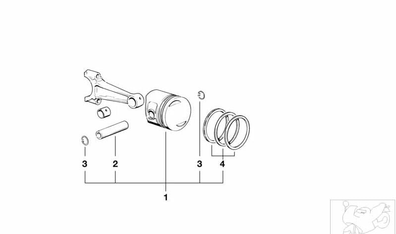 Pistón OEM 11251465284 para motos BMW K1200RS, K1200LT (K589). Original BMW Motorrad.