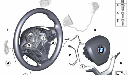 Leather Sport Steering Wheel with Paddle Shifters for BMW F25, F26 (OEM 32306879927). Original BMW