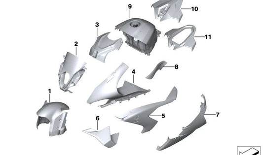 Carcasa lateral izquierda con logo OEM 46638104157 para BMW Motorrad R1200GS (K25,K50), R1200GS Adventure (K51), R nineT (K21) y más modelos compatibles. Original BMW Motorrad.