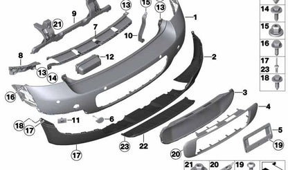 Front chrome OEM 51129804577 pour Mini R60 Cooper, Cooper All4, Cooper D ... et plus. Mini d'origine.