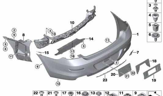 Schwarzes dekoratives Formstück OEM 51127415960 für BMW F06, F12, F13. Original BMW Stück. Ideal, um die Außenfläche des hinteren Körpers zu ersetzen oder zu erneuern.
