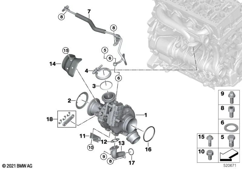 Stabilisator Reparaturkit für BMW F20N, F21N, F22, F23, F30N, F31N, F34, F32, F33, F36, F10N, F11N, G30, G31, F25, G01, F26 (OEM 1165859643333). Original BMW