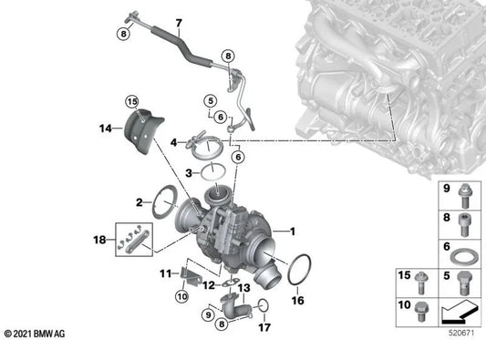 Stabilisator Reparaturkit für BMW F20N, F21N, F22, F23, F30N, F31N, F34, F32, F33, F36, F10N, F11N, G30, G31, F25, G01, F26 (OEM 1165859643333). Original BMW