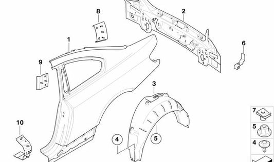 Refuerzo lateral izquierdo OEM 41217275561 para BMW E92, E93. Original BMW.