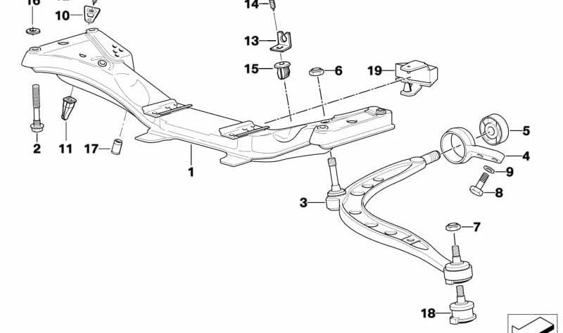 Silentblock de brazo de suspensión OEM 31129064875 para BMW E36. Original BMW.