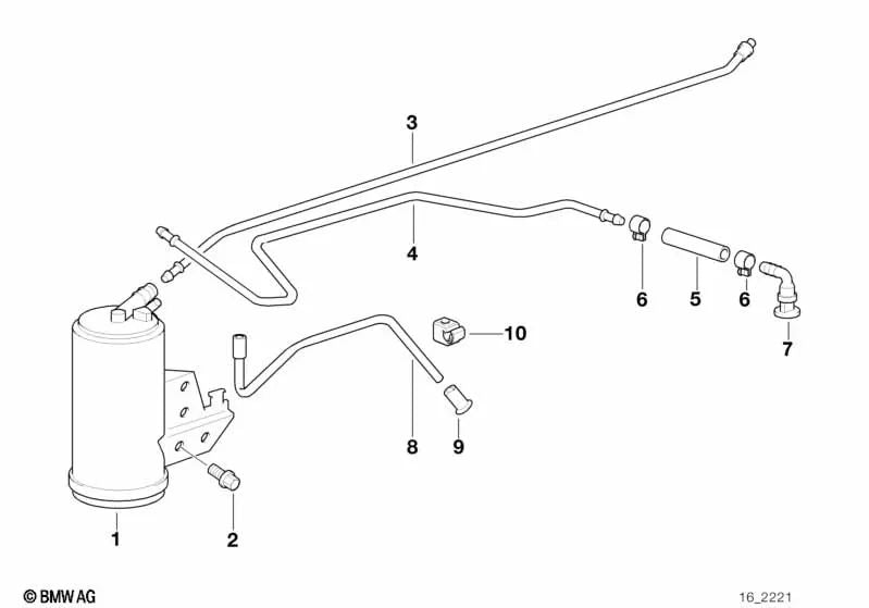 Lüftungsrohr für mehrere BMW -Modelle (OEM 1613228052). Original BMW
