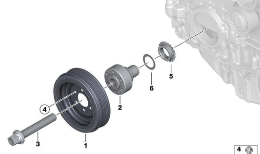 Amortiguador de vibraciones OEM 11237566301 para BMW F01, F02, E71. Original BMW.