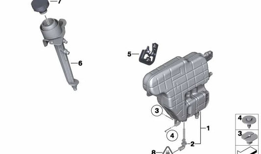 OEM expansion tank 17137610374 for BMW F10 and F11 (523i, 528i, 530i models with N53 motor). Original BMW replacement.