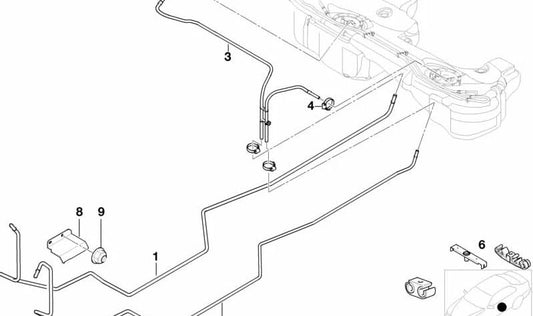 OEM -Kraftstoffrohr 16121184238 für BMW E46 (alle kompatiblen Modelle: 316i, 318i, 320i, 323i, 325i, 328i, 330i). Original BMW.