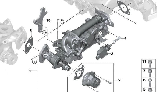 OEM Linear Actuator 11719889446 per BMW F70, U06, G60, G61, G70, U11, U10, G45, G05N, G06N, G07N e Mini U25. Sistema di riduzione delle emissioni. BMW originale e Mini.