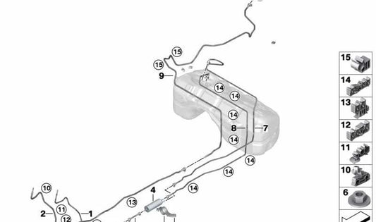 Tubo de purga de aire trasero OEM 16137404145 para BMW G01, F97, G08, G02, F98. Pieza original BMW.