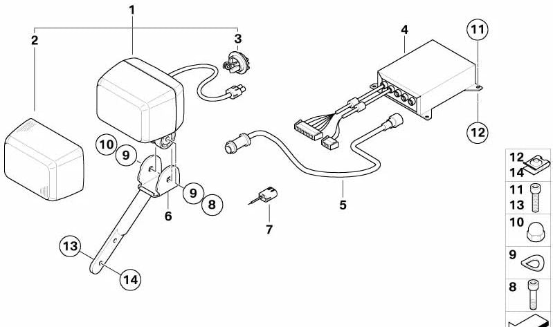 Soporte derecho para piloto panorámico OEM 51167693208 para motos BMW R1200RT, R900RT. Original BMW Motorrad.