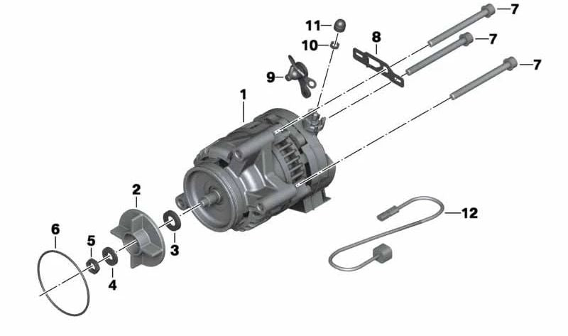 Generador OEM 12312305000 para motos BMW K1200 S, K1200 R, K1300 GT... y más. Original BMW Motorrad.