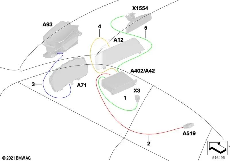 HSD-Leitung Hu pour BMW G42 (OEM 61115A1FC23). BMW d'origine.