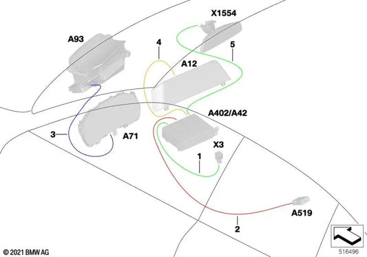 HSD-Leitung Hu pour BMW G42 (OEM 61115A1FC23). BMW d'origine.