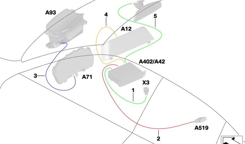 Cable de conexión HUD / Cuadro de instrumentos OEM 61115A1FC26 para BMW Serie 2 G42 (218i, 220d, 220i, 230i, 230i xDrive). Original BMW.
