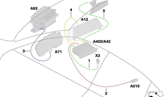 Cable de conexión HUD / Cuadro de instrumentos OEM 61115A1FC26 para BMW Serie 2 G42 (218i, 220d, 220i, 230i, 230i xDrive). Original BMW.