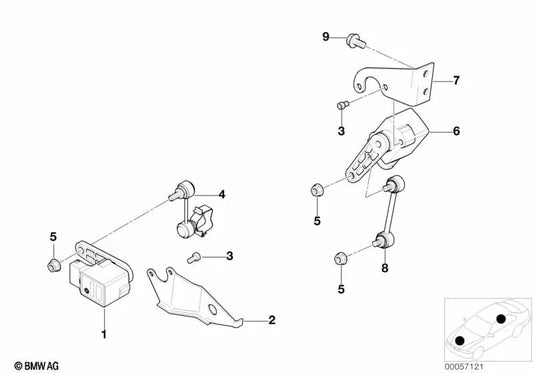 Soporte para sensor de altura derecho OEM 37141095034 para BMW Serie 7 E38, Z8 E52. Original BMW.