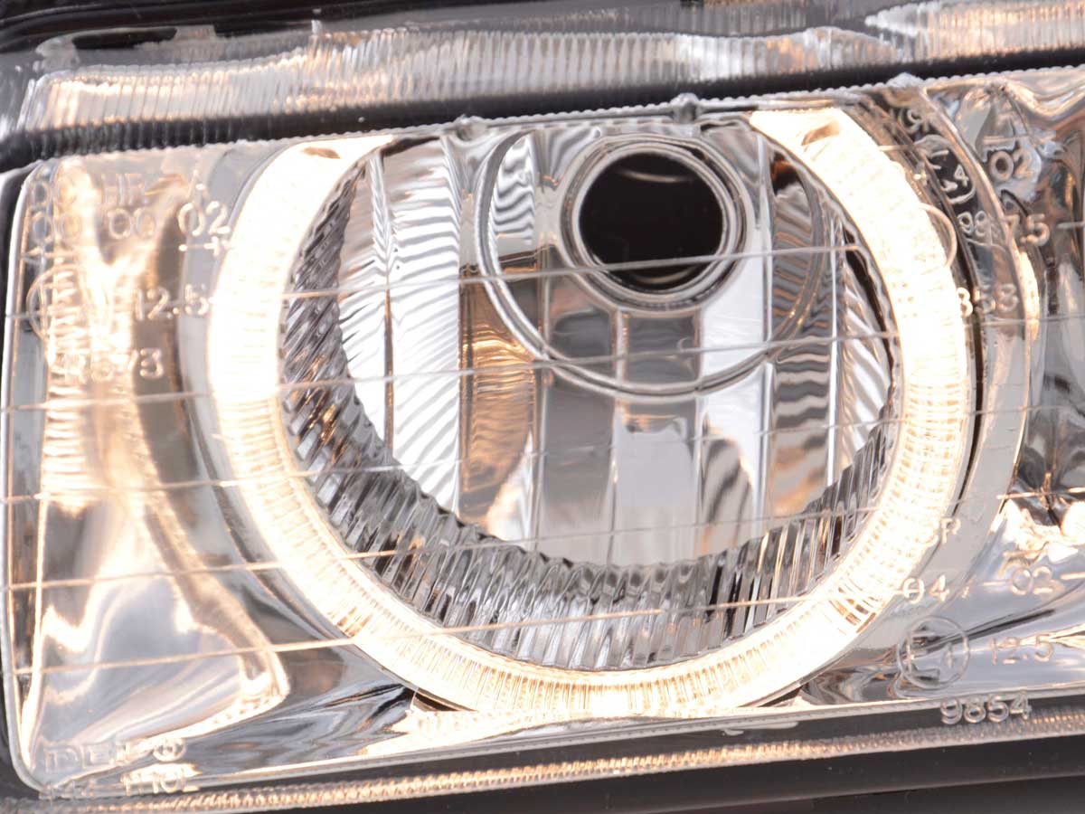 Xenon front headlights with Angel Eyes Optics for BMW 3 Coupé Series E36 Year 92-98 chromed