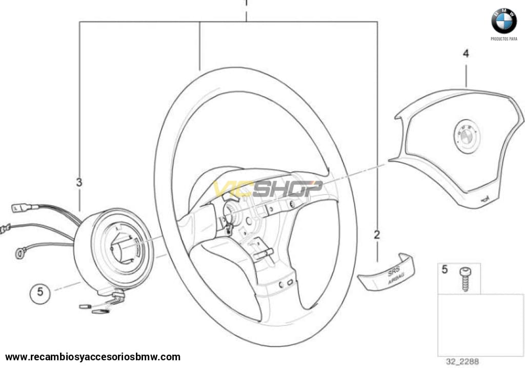 Anillo Colector / Volante 4-Polig Para Bmw E31 E34 E36 E39 Z3. Original Recambios