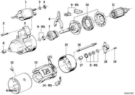 Casquillo de Aguja para BMW E30 Serie 3,E28 Serie 5,E32, E38 Serie 7 (OEM 12411735888). Original BMW.