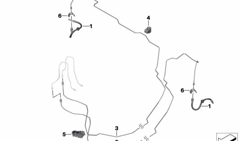 Conector de tubería de freno OEM 34306893987 para BMW G11, G12. Original BMW.