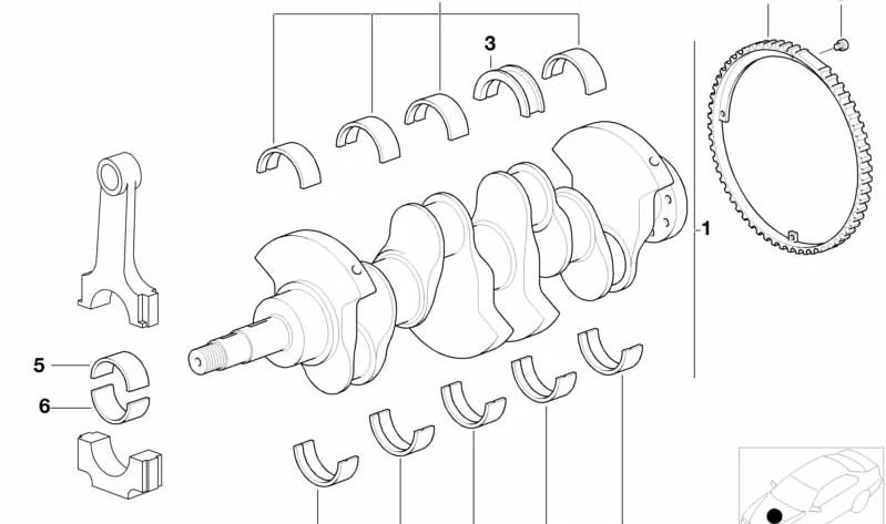 Rolamento de concha amarela para BMW 3 E21 Series, E30, E36, E46, Série 5 E12, E28, E34, E39, E60, X3 E83, X5 E53 (OEM 11211706847). BMW original