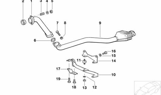 Pipe d'échappement intermédiaire OEM 18312244290 pour BMW E36. BMW d'origine.