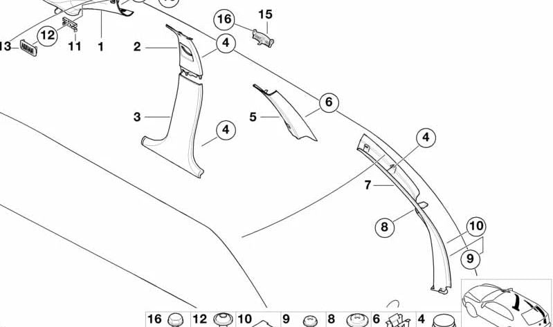 Left Windshield Wiper Arm Cover OEM 51437006839 for BMW E39. Original BMW.