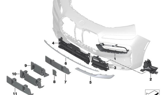 Central Chrome Molding OEM 51135A0B553 for BMW G70 (735i, 740d, 740i, 750e xDrive). Compatible with versions since 2022. Original replacement BMW.