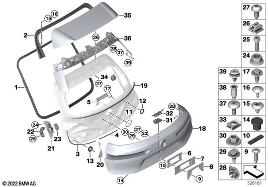 Rear right door moulding for BMW I20 (OEM 51139881886). Original BMW.