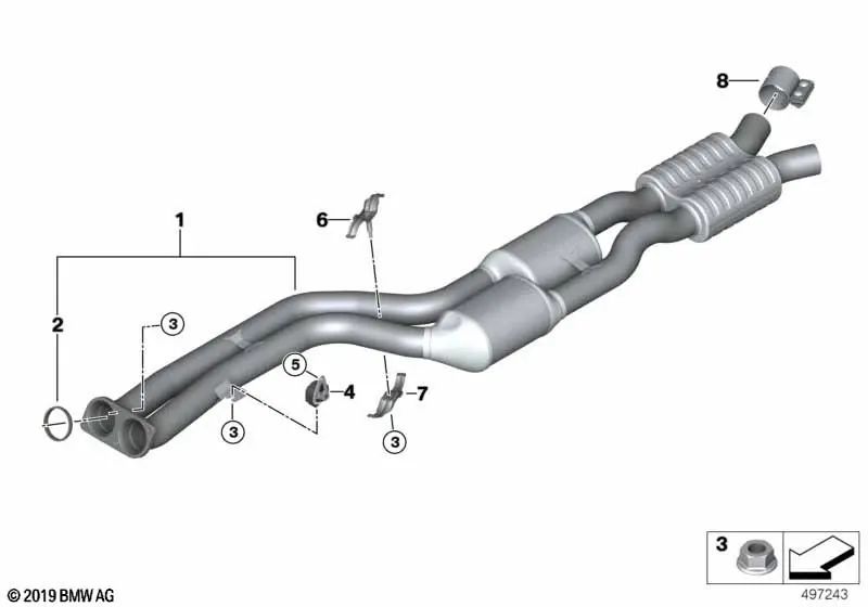 Abrazadera superior para BMW X3 F97, F97N, X4 F98, F98N (OEM 18309882566). Original BMW