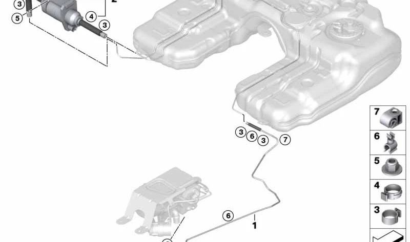 Tubo di carburante per riscaldamento ausiliario OEM 64126950312 per BMW E70, E70N, F15, F85, E71, E72, F16, F86. Sostituzione BMW originale.
