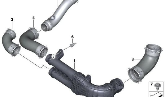 Charge Air Conduit pour BMW 2 G87 Série, 3 G20N Series, G21N, G80, G81, 4 G26 Series, G82, G83, X3 F97, X4 F98 (OEM 13718054841). BMW d'origine