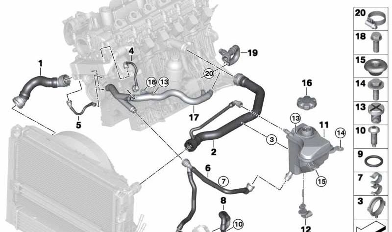 Hose for expansion tank BMW E90, E91, E92, E93. Original BMW.