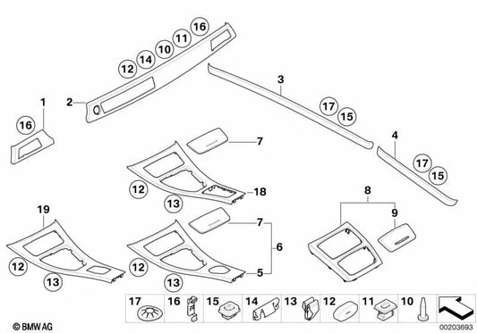 Mischung der vorderen hinteren Konsole für BMW E92, E92N, E93, E93N (OEM 51169147394). Original BMW