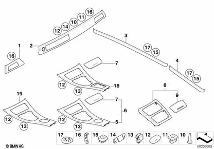 Moldura decorativa puerta delantera izquierda para BMW Serie 3 E92, E92N, E93, E93N (OEM 51419173693). Original BMW