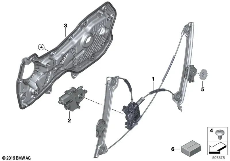 Right Window Lifter Motor for BMW 8 Series F91, F92, F93, G14, G15, G16, Z4 G29 (OEM 61355A44096). Original BMW
