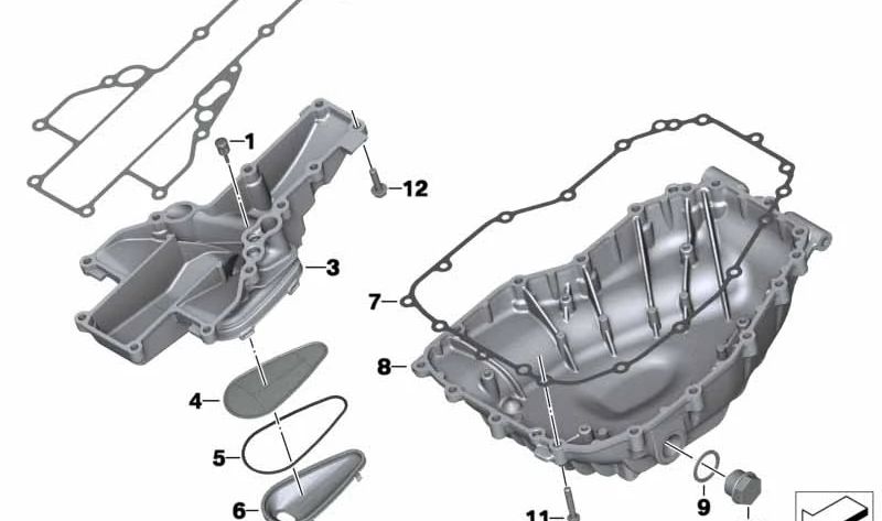 Coppa olio nera OEM 11137719060 per moto BMW F800GT, F800S, F800ST, F800R. BMW Motorrad originale.