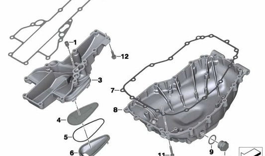 Cárter de aceite negro OEM 11137719060 para motos BMW F800GT, F800S, F800ST, F800R. Original BMW Motorrad.