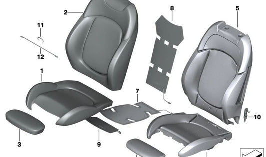 Funda asiento sportivo delantero en cuero Carbon Black OEM 52107485970 para MINI Countryman F60 y F60 LCI (2015–2024). Original MINI.