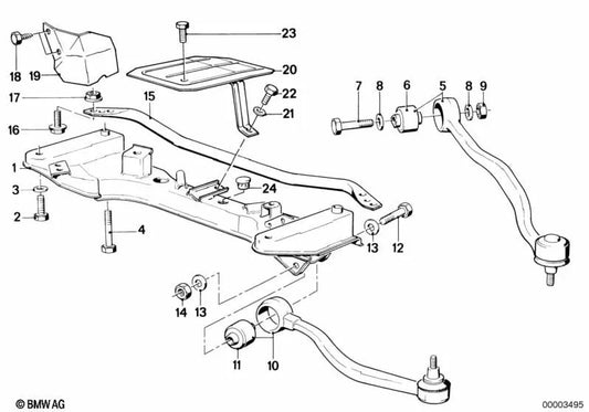 Soporte de goma delantero OEM 31129058816 para BMW Serie 5 E28 518, 520i... y más. Original BMW.