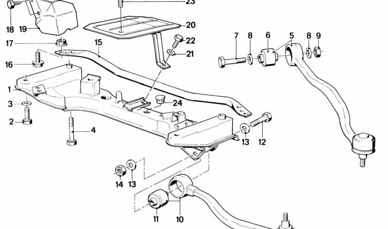 Vorderachsträger for BMW E28, E24 (OEM 31111140380). Genuine BMW